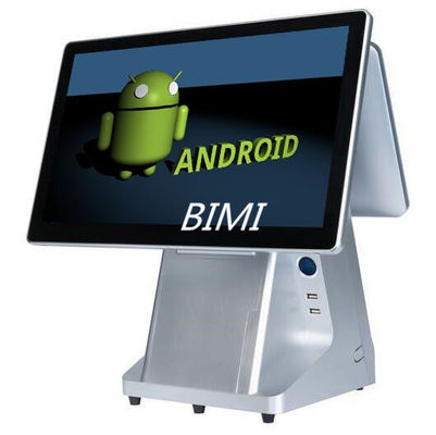 Máquina POS de tela dupla de 15,6' de fácil utilização com sistema operacional Android e impressora incorporada