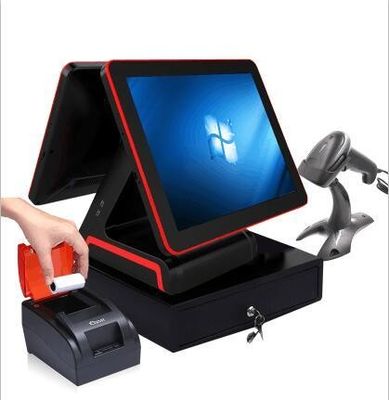 Terminal de POS com impressora de 58 mm, tela de 128 mm * 64 mm e caixa de caixa de 3 notas e 5 moedas