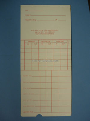 50 pcs/pacote Cartões de tempo para gravador de tempo C050 Cartões de pagamento mensal Semanal opcional Item C050