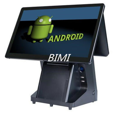 Máquina POS de tela dupla de 15,6' de fácil utilização com sistema operacional Android e impressora incorporada